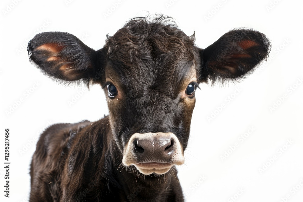 Detailed Color Image of Calf Cow Isolated on a Transparent Background, Png White Black Calf Detailed Color Image of Calf Cow Isolated on a Transparent Background, Png White Black Calf