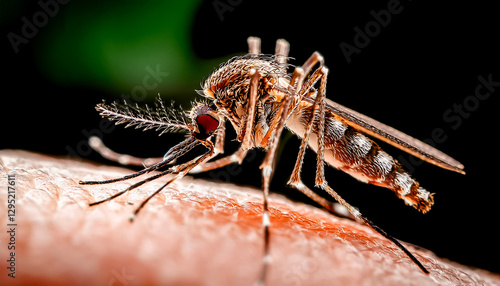 Wallpaper Mural Aedes aegypti Mosquito. Close up a Mosquito sucking human blood.Dengue, Chikungunya, Mayaro, Yellow fever (dengue, zika, yellow fever mosquito) Torontodigital.ca