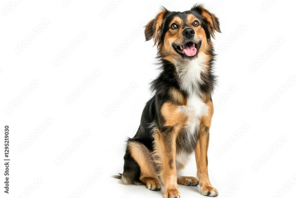 Ultra Hd Visual of Happy Mixed Breed Dog Sitting Isolated on White Background Ultra Hd Visual of Happy Mixed Breed Dog Sitting Isolated on White Background