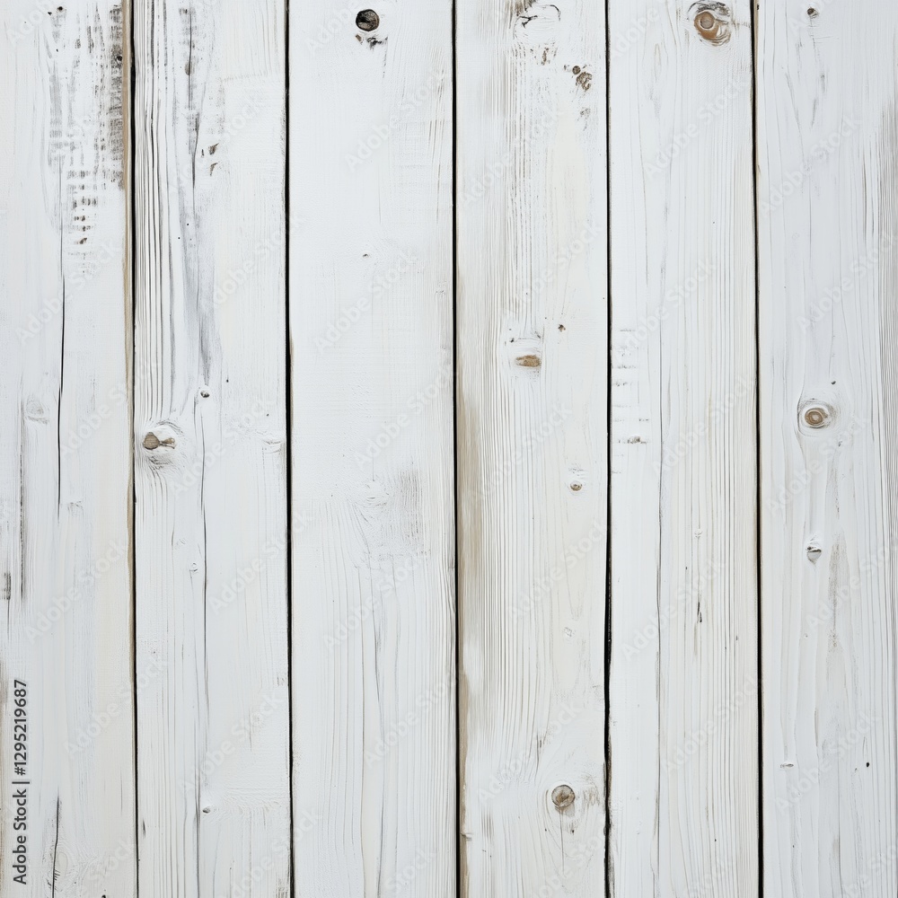 Naklejka premium Rustic white wooden plank texture with natural knots and weathered grain details
