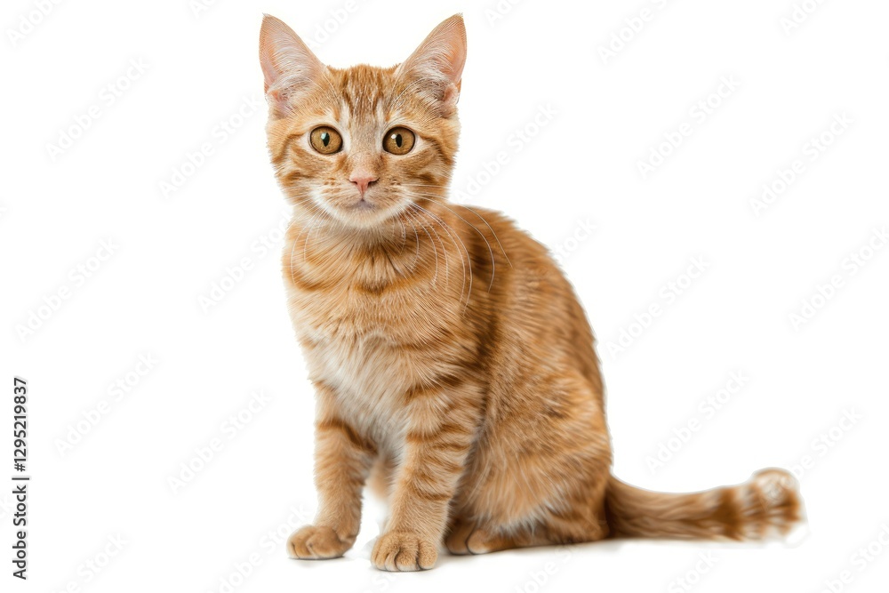 Short Hair Orange Cat, Sitting Up, Isolate on Transparency Background Png Short Hair Orange Cat, Sitting Up, Isolate on Transparency Background Png