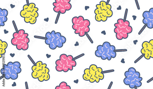 Cute cotton candy pattern background vector design
