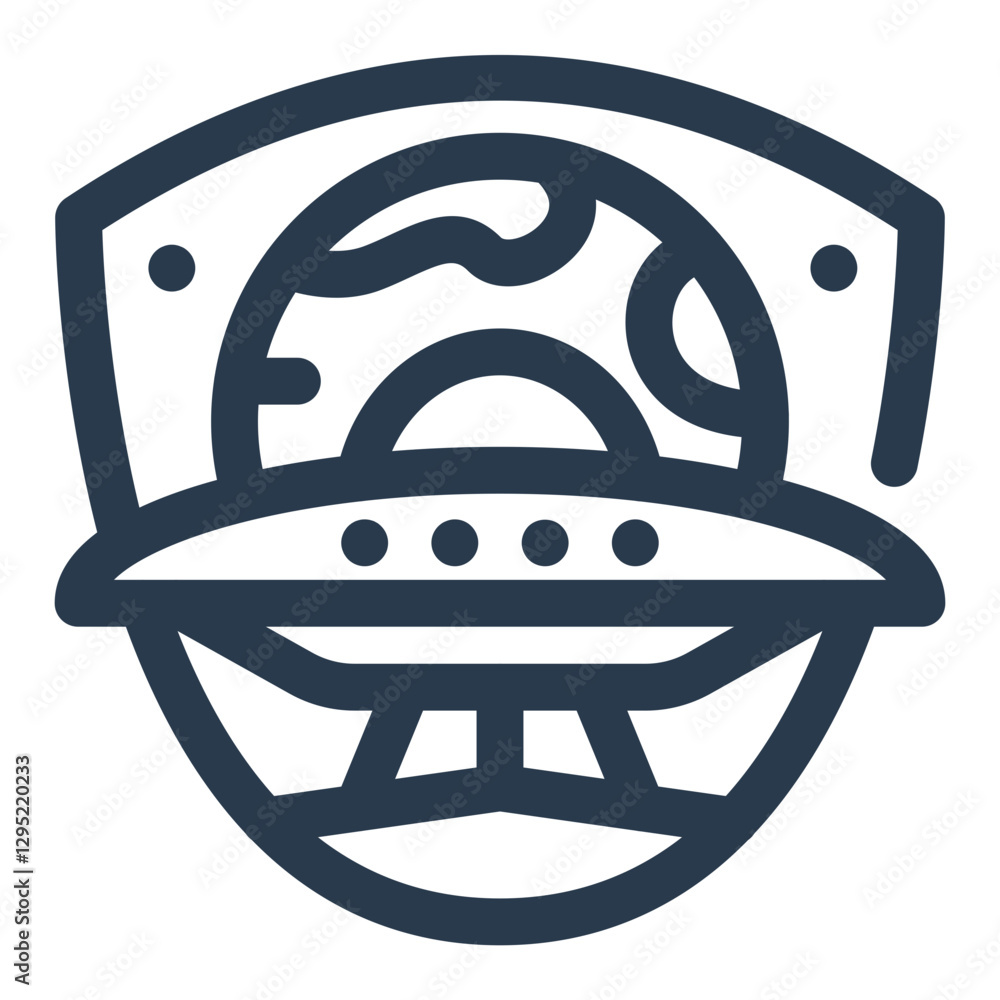 Alien Republic Emblem with Spaceship and Planet Alien Republic Emblem with Spaceship and Planet