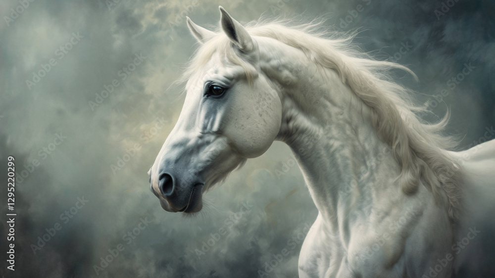 Obraz premium Beautiful White Stallion Portrait
