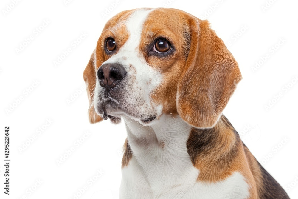 High Resolution of Ravishing Realistic Portrait Beagle Dog on White Isolated Background High Resolution of Ravishing Realistic Portrait Beagle Dog on White Isolated Background