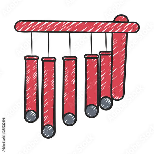 Sound therapy chimes, red and silver, auditory sensory stimulation