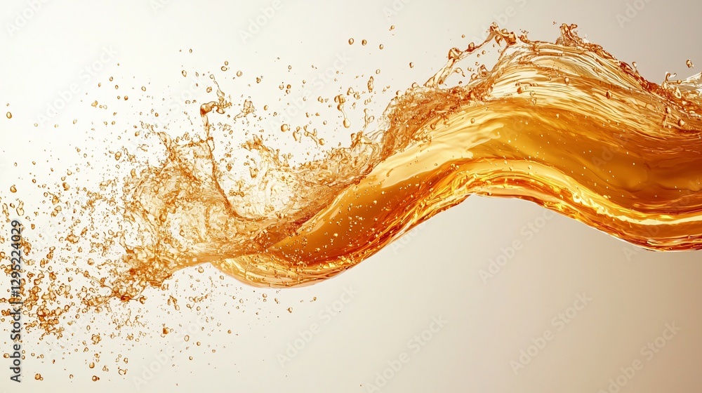 Fototapeta premium Dynamic Splash of Golden Liquid Studio Setting Beverage Photography Aesthetic Vibe