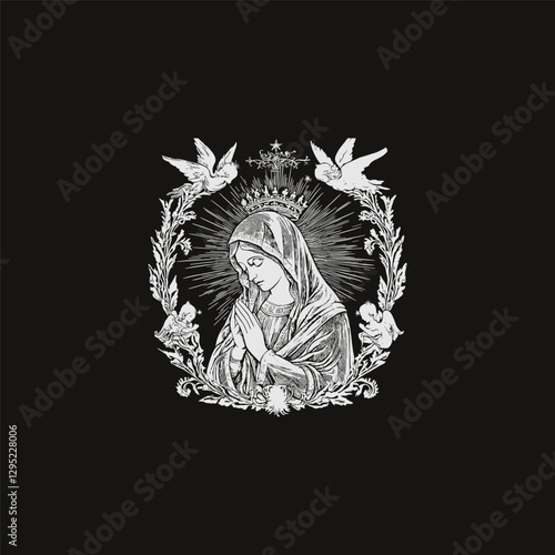 Virgin mary design vector template illustration