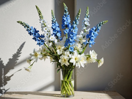 Wallpaper Mural Vibrant Blue Delphiniums in Elegant Arrangement Torontodigital.ca