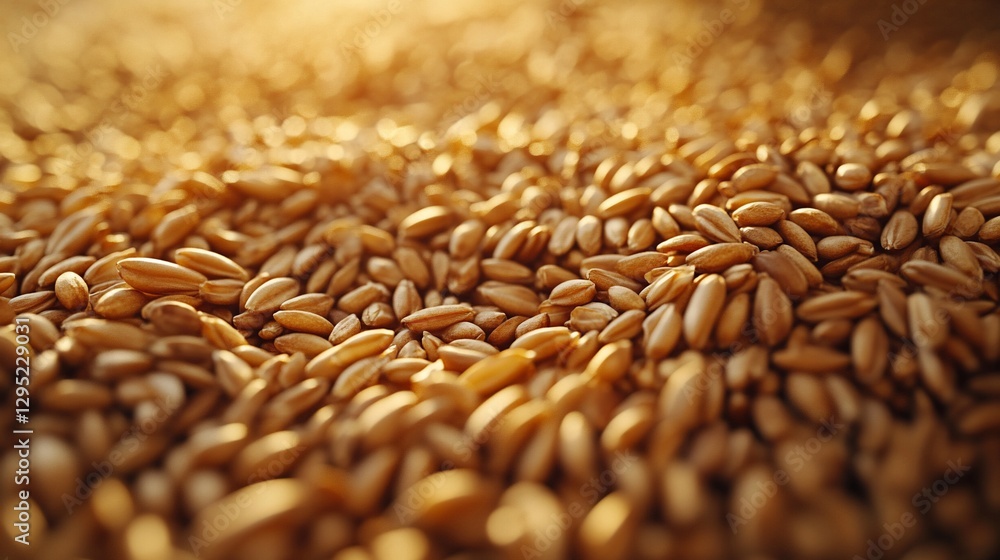 Golden Harvest, A bountiful Field of Wheat Grains bathed in warm sunlight