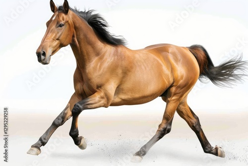 Ultra Quality Picture of Horse in Natural Pose Isolated on White Background, Photo Realistic photo