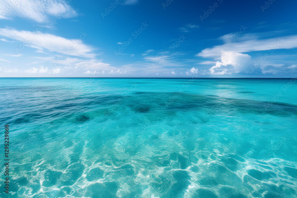 Obraz premium Top-down View of Clear Turquoise Waters in a Tropical Ocean