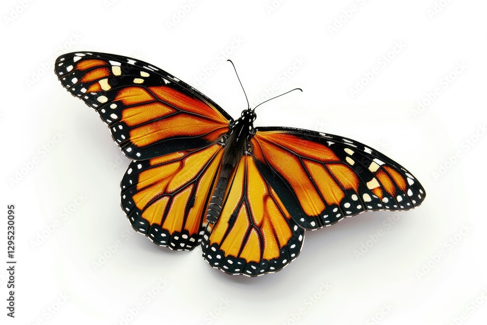 Flawless Image of Monarch Butterfly with Open Wings Isolated on White Background Flawless Image of Monarch Butterfly with Open Wings Isolated on White Background