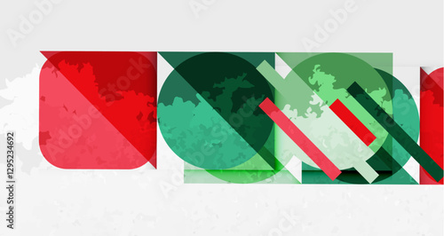 Squares, circles and triangles and grainy noisy texture. Vector Illustration For Wallpaper, Banner, Background, Card, Book Illustration, landing page