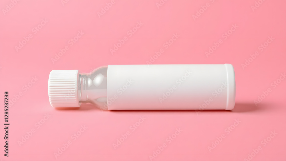 Minimalistic mockup of a blank cosmetic bottle on a pink background
Minimalistic mockup of a blank cosmetic bottle on a pink background