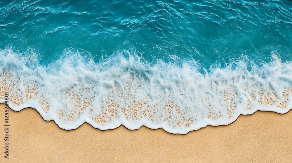 Obraz premium Tranquil Coastal Scene Turquoise Water and Soft Waves on Sandy Beach