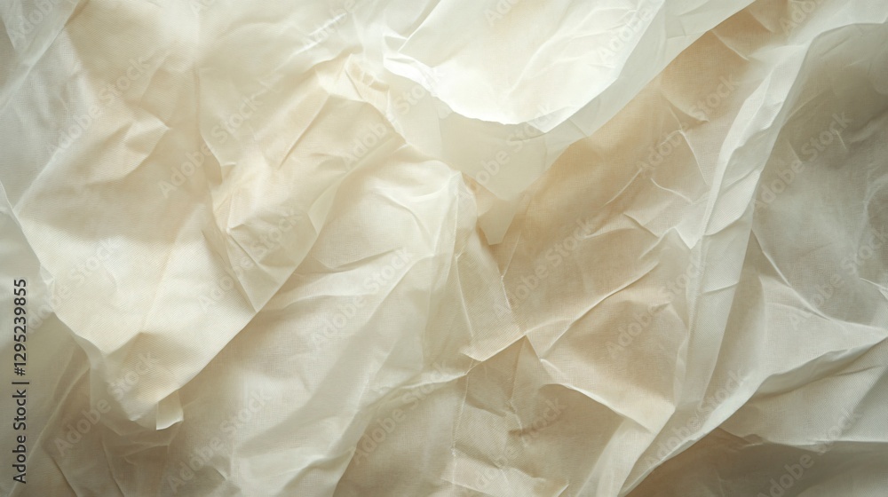 Abstract Cream-Colored Crumpled Paper Texture Background Abstract Cream-Colored Crumpled Paper Texture Background
