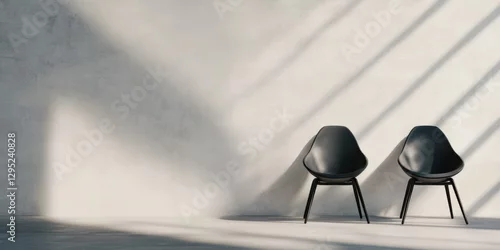 Obraz Minimalist Nordic Design Contemporary Sculptural Chairs in Monochrome Light Study - Scandinavian Workspace Aesthetic and Architectural Minimalism Showcase