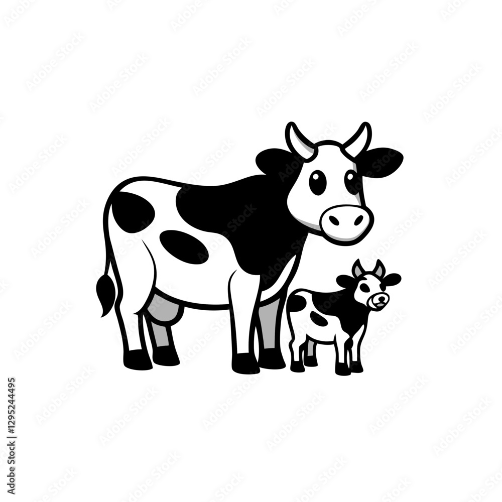 Fototapeta premium black and white cow