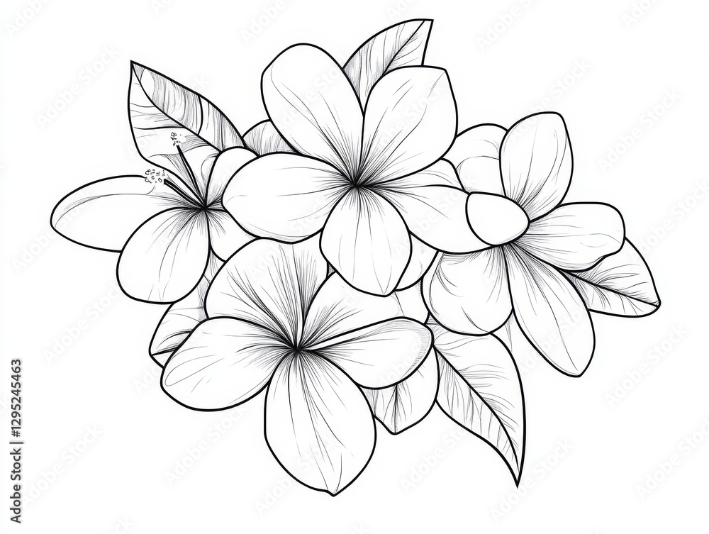 Elegant plumeria flower bouquet illustration Elegant plumeria flower bouquet illustration