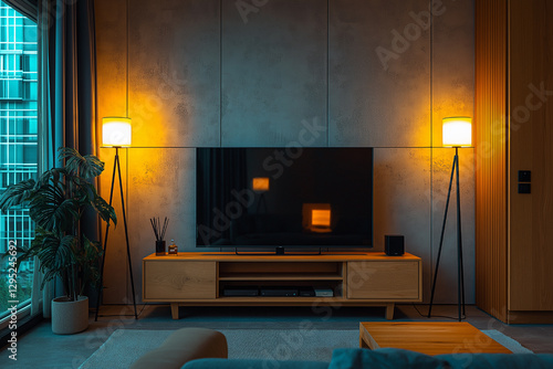 Modern Living Room with Stunning Landscape TV Display