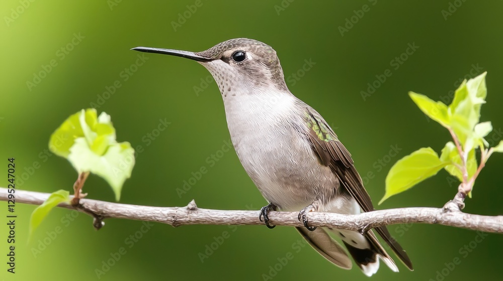 Fototapeta premium Detailed Close-Up of a Hummingbird Perched on a Branch