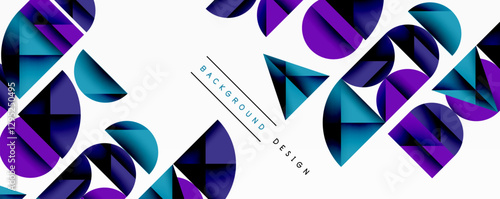 Abstract geometric pattern with intersecting circles and triangles in gradients. The high-contrast composition creates depth and a dynamic, modern aesthetic