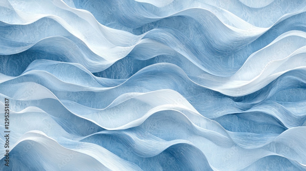 Obraz premium Soft Blue Fabric Waves Against a Light Background Abstract Texture