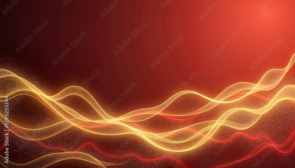 Fototapeta premium Abstract golden light waves on dark background