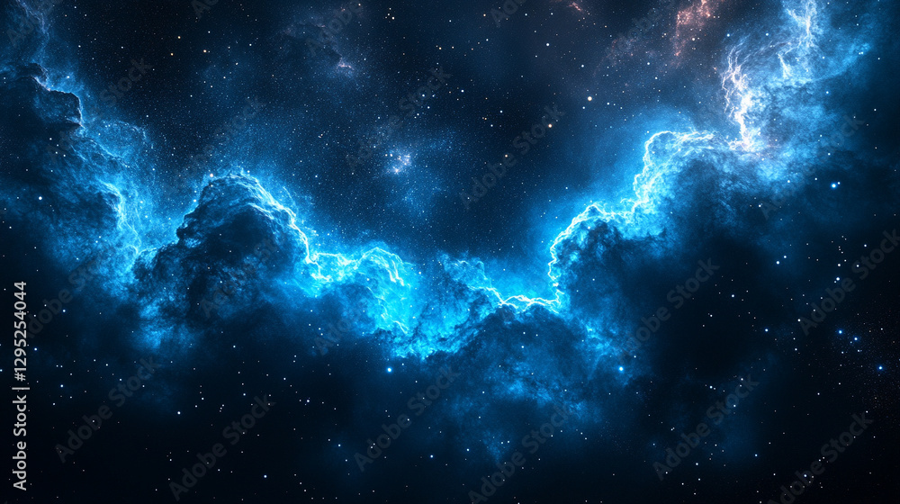 Hyperrealistic night sky with deep blue hues, glowing stars and wispy clouds, symbolizing mystery, infinite possibilities, and cosmic wonder in a modern artistic atmosphere Hyperrealistic night sky with deep blue hues, glowing stars and wispy clouds, symbolizing mystery, infinite possibilities, and cosmic wonder in a modern artistic atmosphere