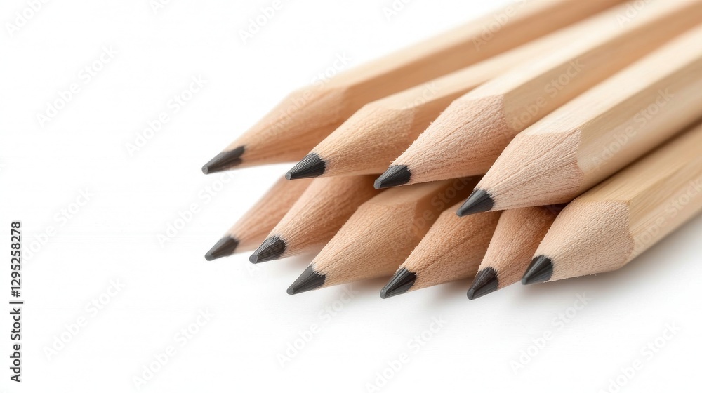 Close-up of pencils clustered on white background Close-up of pencils clustered on white background