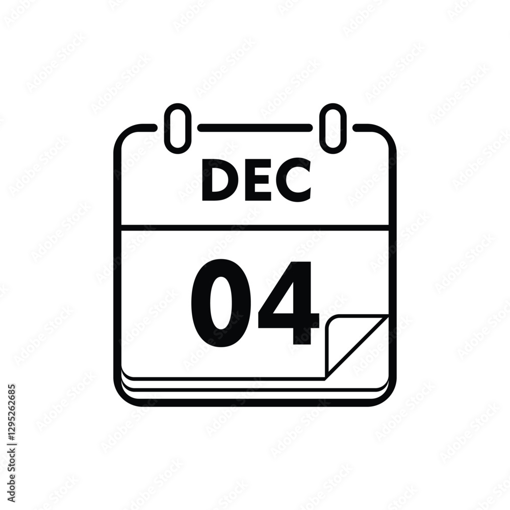 calender icon, 04 december icon with white background calender icon, 04 december icon with white background