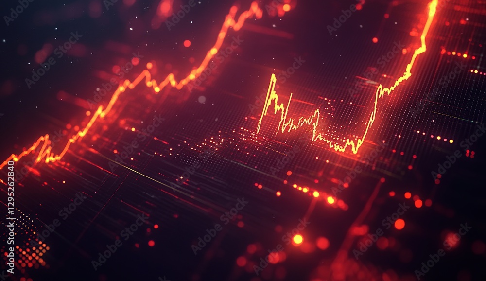 Fototapeta premium Abstract Glowing Red Stock Market Graph on Dark Background