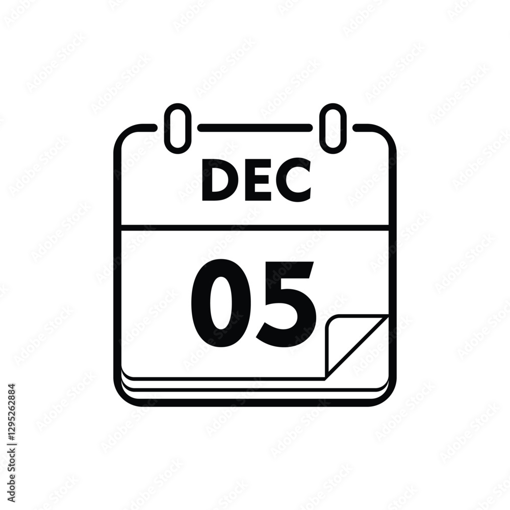 calender icon, 05 december icon with white background calender icon, 05 december icon with white background