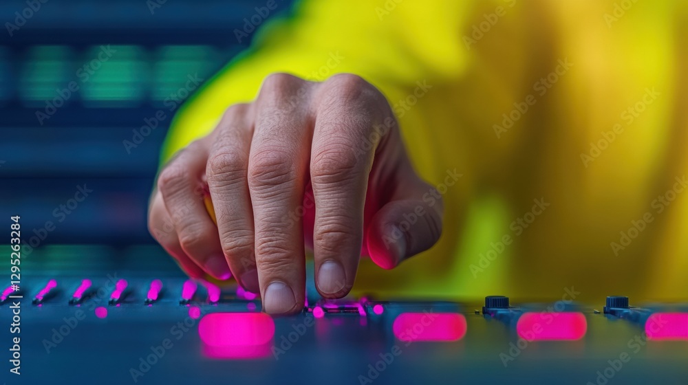 Vibrant Tech Aesthetics Interactive Control Panel with Neon Touch Interface - Advanced IT Innovation for Dynamic Audio Engineering and Modern Media Productions Vibrant Tech Aesthetics Interactive Control Panel with Neon Touch Interface - Advanced IT Innovation for Dynamic Audio Engineering and Modern Media Productions