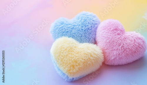 Pastel hearts on colorful background