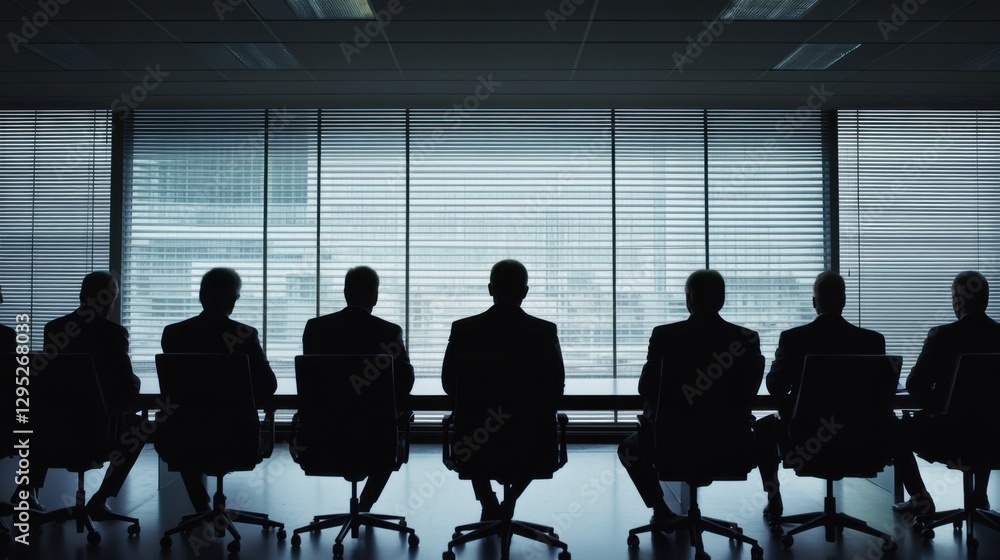 Executive departures with a corporate office with a closing window blind. Featuring leadership change and career transition Executive departures with a corporate office with a closing window blind. Featuring leadership change and career transition