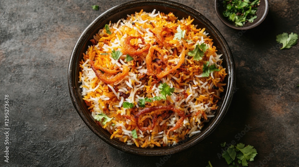 Aromatic Rice Dish with Spices and Fresh Herbs in a Bowl Aromatic Rice Dish with Spices and Fresh Herbs in a Bowl