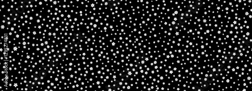 Tiny white flower seamless pattern. Monochrome ditsy repeated pattern. Floral background for textile print, fabric swatch, dress ornament, clothes design ornament. Cute romantic wallpaper. Vector