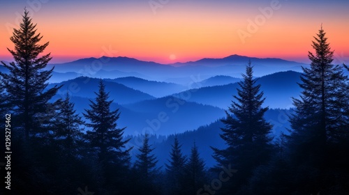 Serene Sunset Over Blue Ridge Mountains