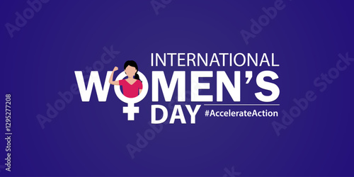  International Women's Day creative logo design isolated editable vector illustration concept poster. The woman signs 8 number background. 2025 Women's Day campaign theme - #AccelerateAction