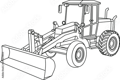 Cartoon Style Farm Tractor Outline