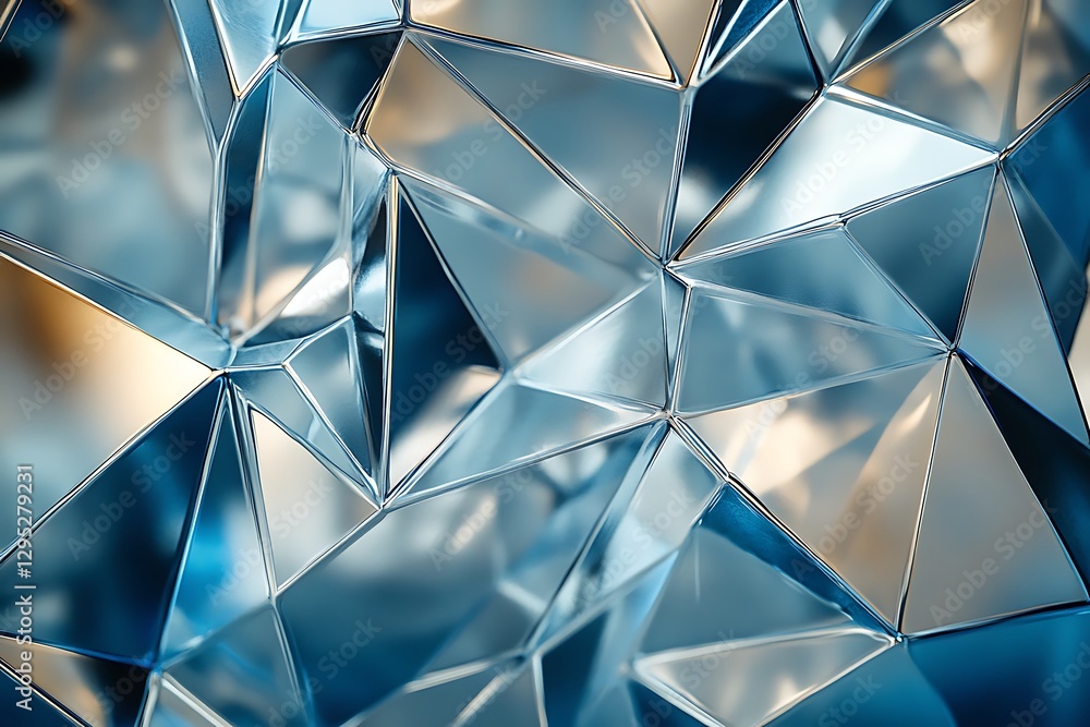 Abstract Geometric Shapes in Blue and Silver Abstract Geometric Shapes in Blue and Silver