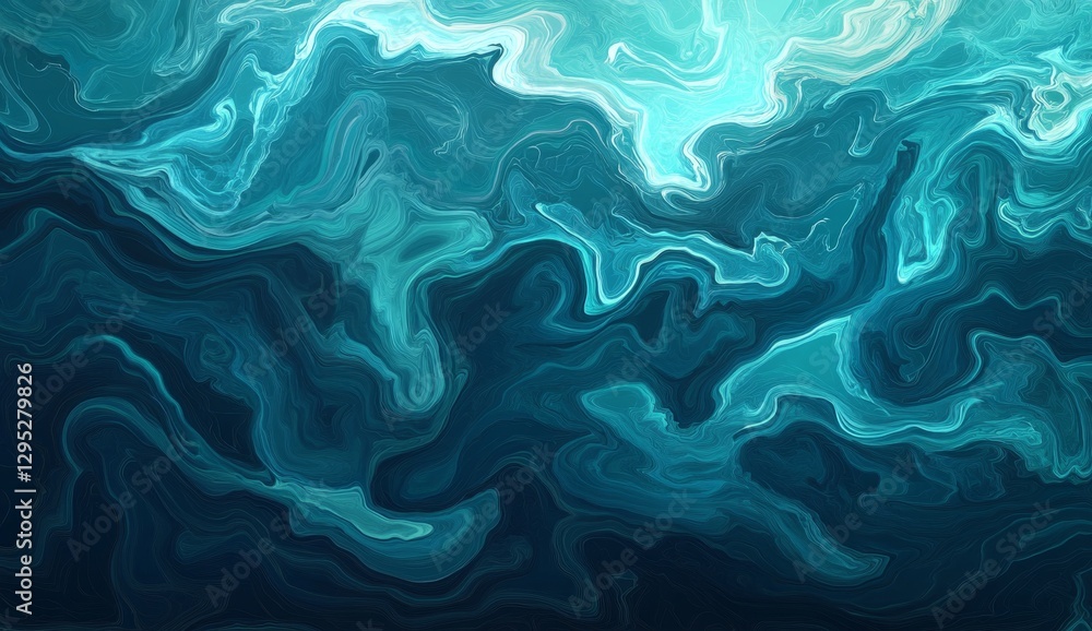 Abstract teal swirling patterns, deep ocean floor background Abstract teal swirling patterns, deep ocean floor background