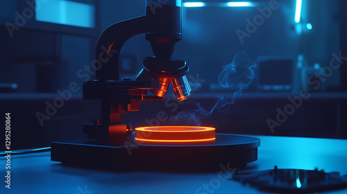 Microscope on Glowing Orange Disk