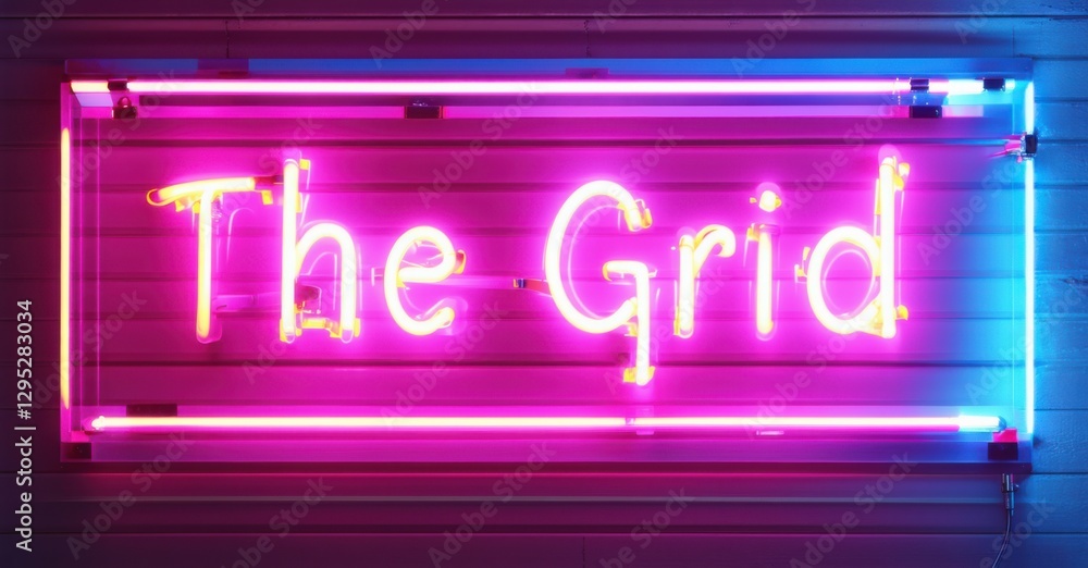 Neon sign grid sci fi digital highway glowing ai traffic radiant interfaces bright colorful realistic photo Neon sign grid sci fi digital highway glowing ai traffic radiant interfaces bright colorful realistic photo