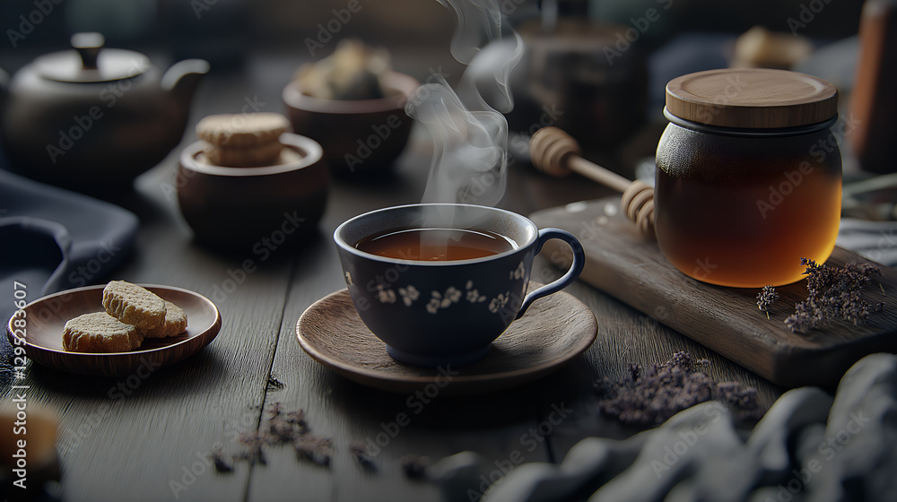 hot drink on wooden table hot drink on wooden table