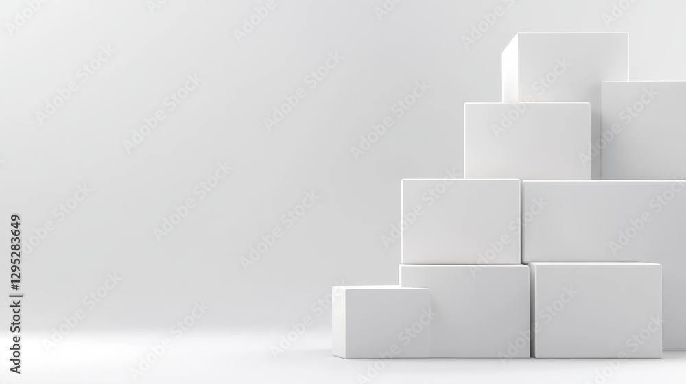 Stacked white cubes on a minimalistic background, showcasing simplicity and modern design Stacked white cubes on a minimalistic background, showcasing simplicity and modern design