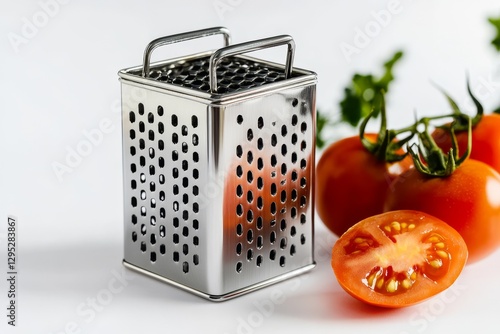 Stainless Steel Grater with Fresh Tomatoes photo