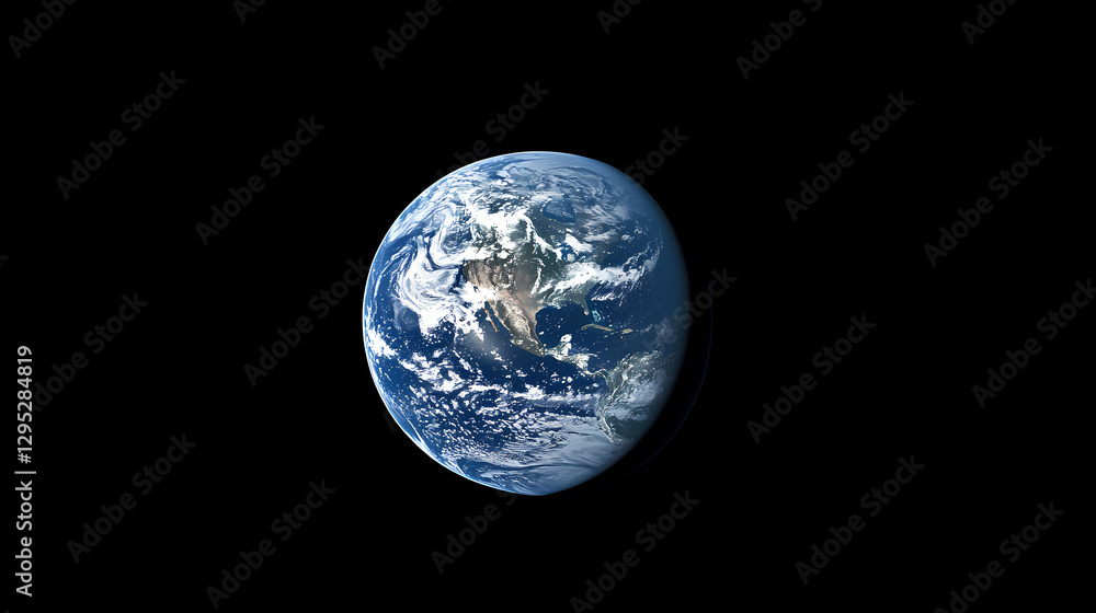 Naklejka premium Satellite Image of Earth with Cloud Cover